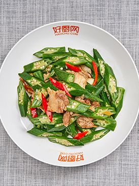 Fried pork with okra